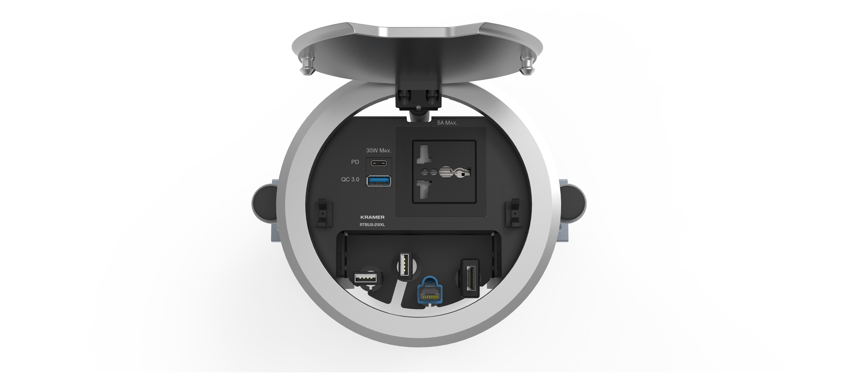 RTBUS-28XL Round Table Connection Bus for Power Socket, USB Charging and Cable Pass–Throughs