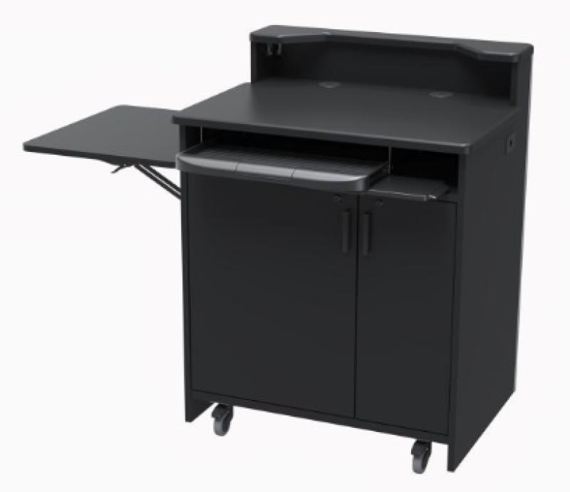 PD3009 BKL Teaching Podium with Folding Shelf, Black