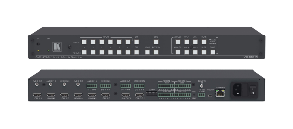 VS-62HA 6x2 4K60 4:2:0 HDMI/Audio Automatic Matrix Switcher