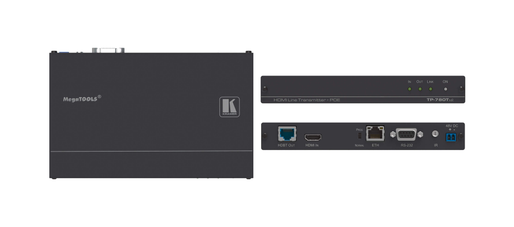 TP-780T 4K60 4:2:0 HDMI HDCP 2.2 PoE Transmitter with RS–232 & IR over Long–Reach HDBaseT