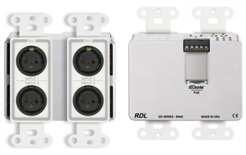 DD-BN40 Wall-Mounted Bi-Directional Mic/Line Dante Interface 4 x 2