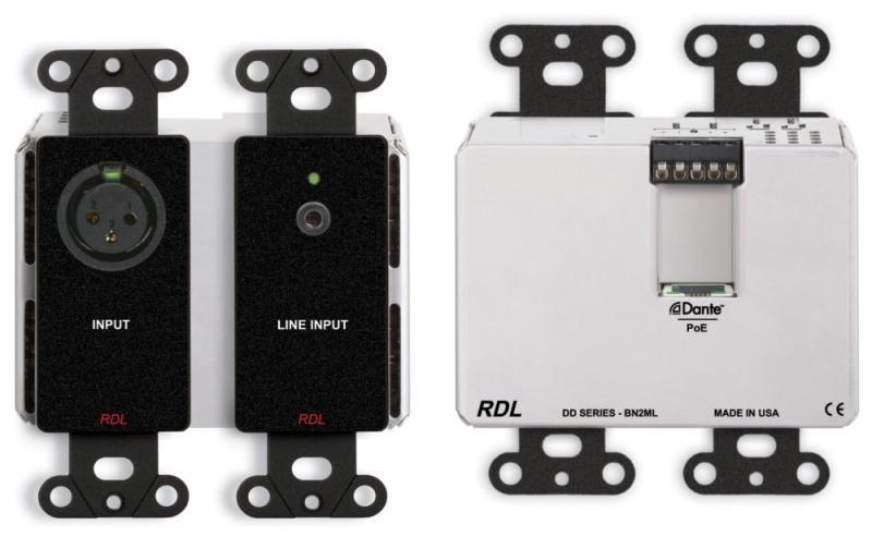 DDB-BN2M Wall-Mounted Bi-Directional Mic/Line Dante Interface 2 x 2