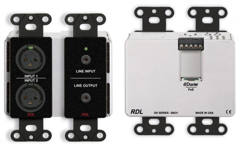 DDB-BN31 Wall-Mounted Bi-Directional Mic/Line Dante Interface 4 x 4