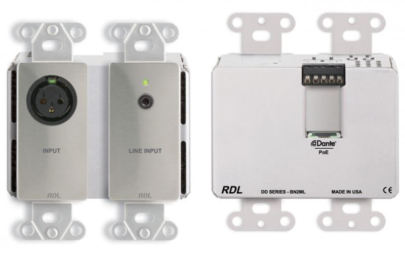 DDS-BN2M Wall-Mounted Bi-Directional Mic/Line Dante Interface 2 x 2