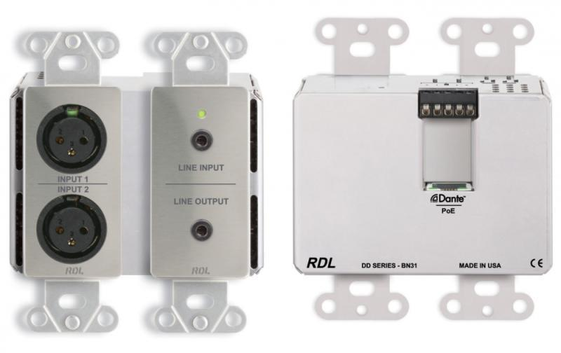 DDS-BN31 Wall-Mounted Bi-Directional Mic/Line Dante Interface 4 x 4