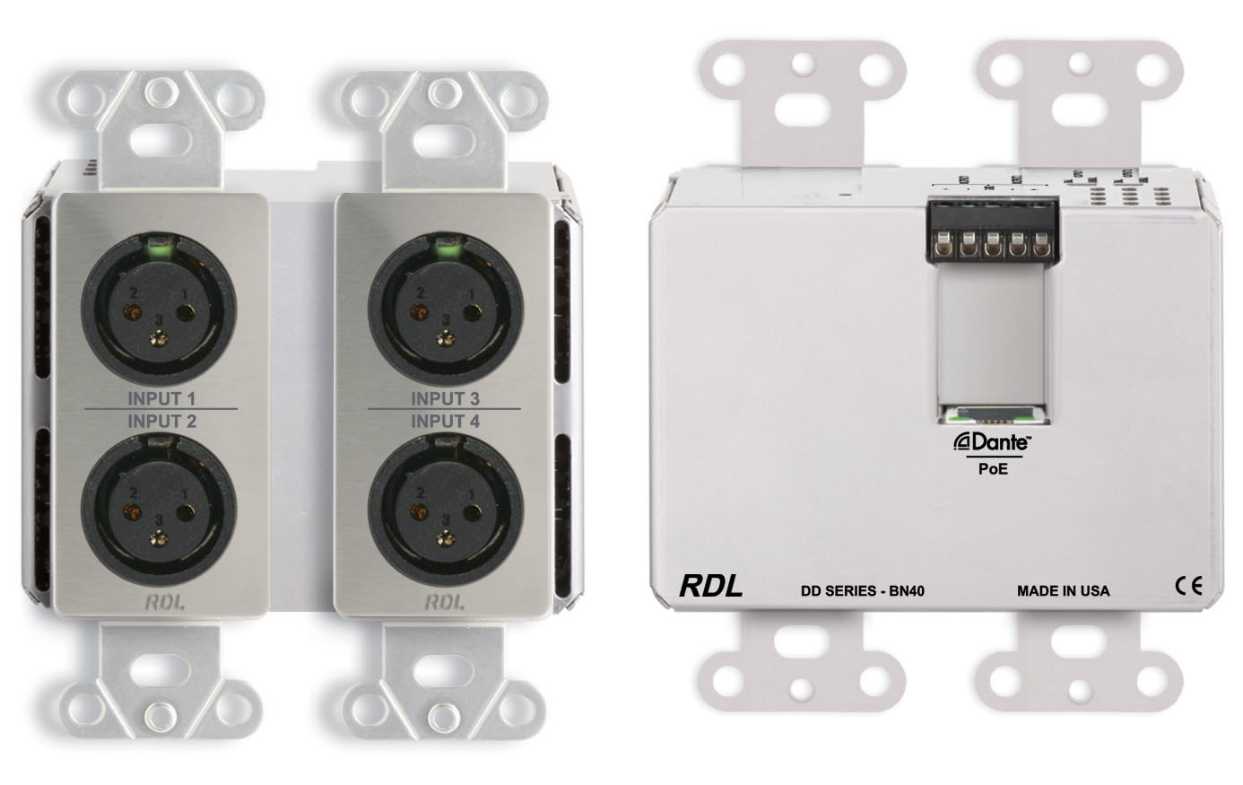 DDS-BN40 Wall-Mounted Bi-Directional Mic/Line Dante Interface 4 x 2