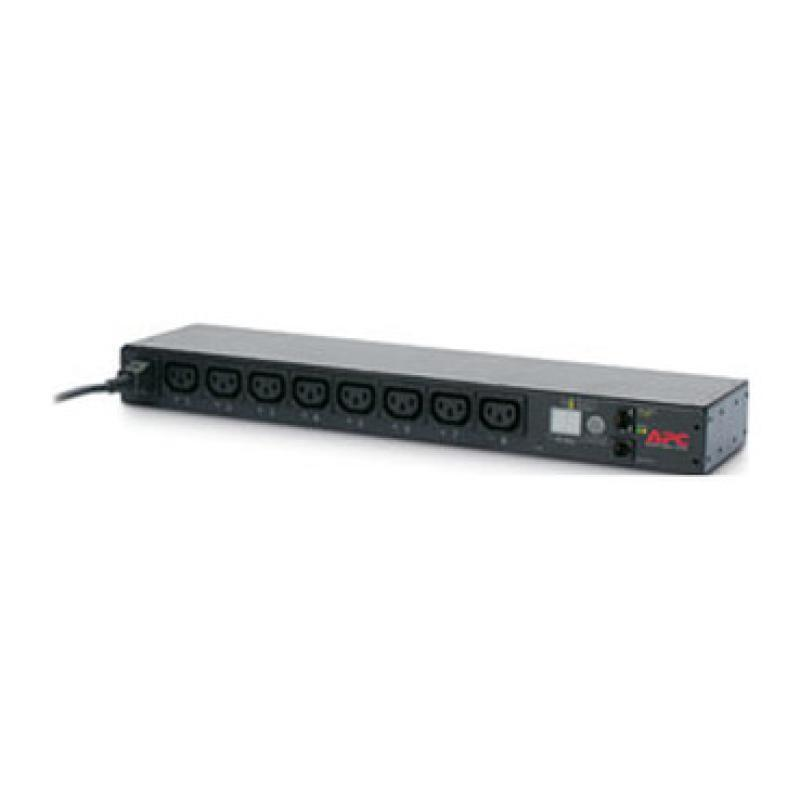 AP7920B NetShelter Switched Rack PDU, 1U, 1PH, 2.3kW 230V 10A or 2.5kW 208V 12A, 8 C13 outlets, C14 cord