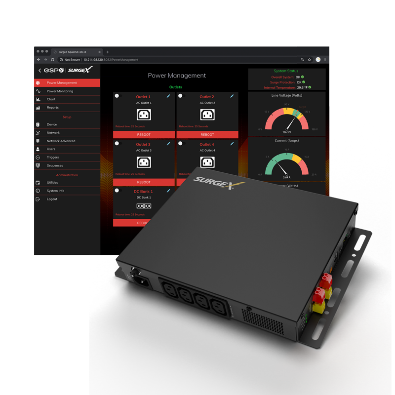 SX-DC-8-1224-120 SQUID 120V Surge Protector and Power Management System