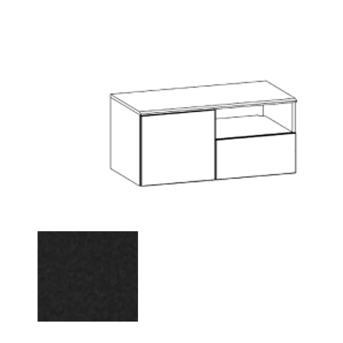CR2HWL EBT Wall Mounted Credenza Left, Ebony