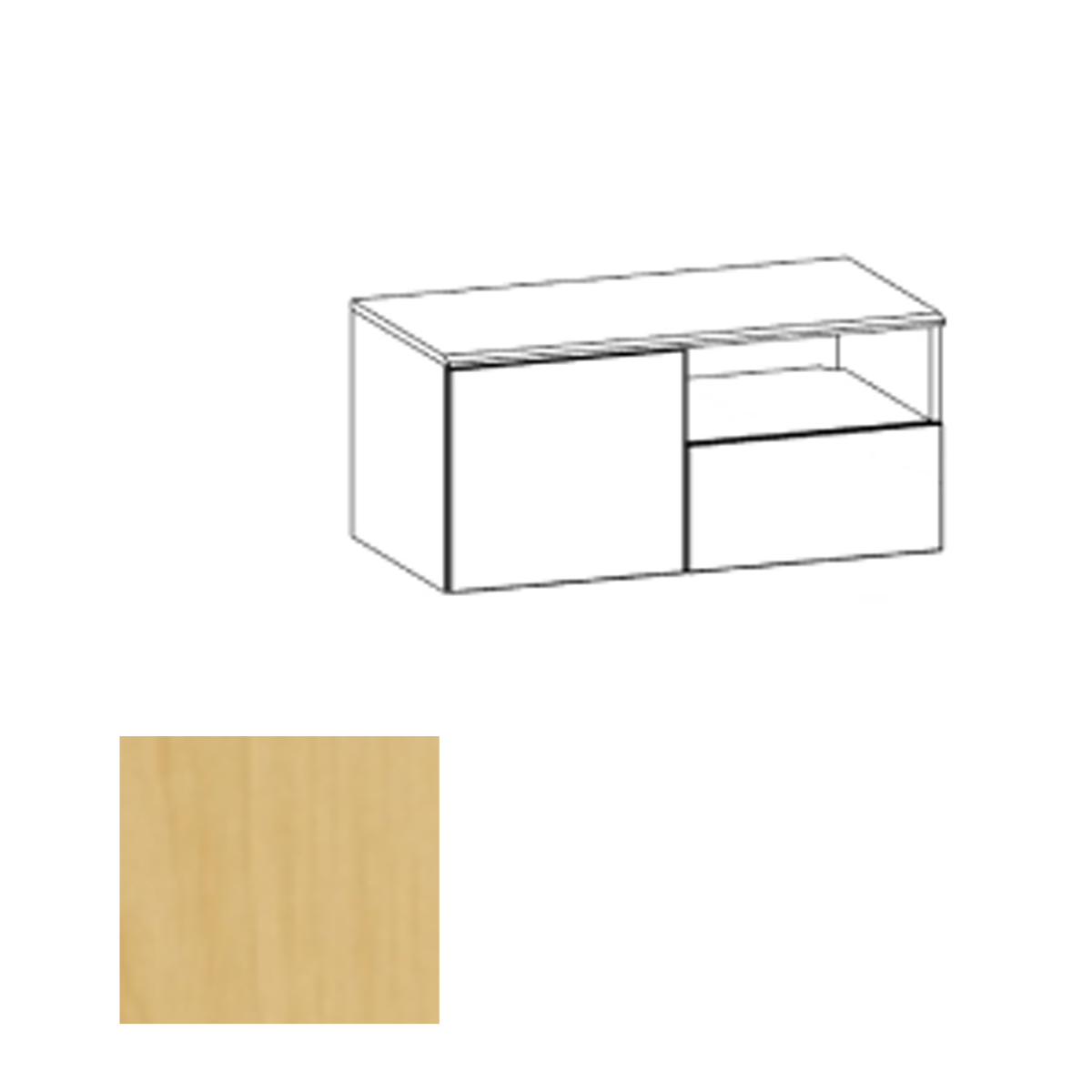 CR2HWL FMT Wall Mounted Credenza Left, Fusion Maple