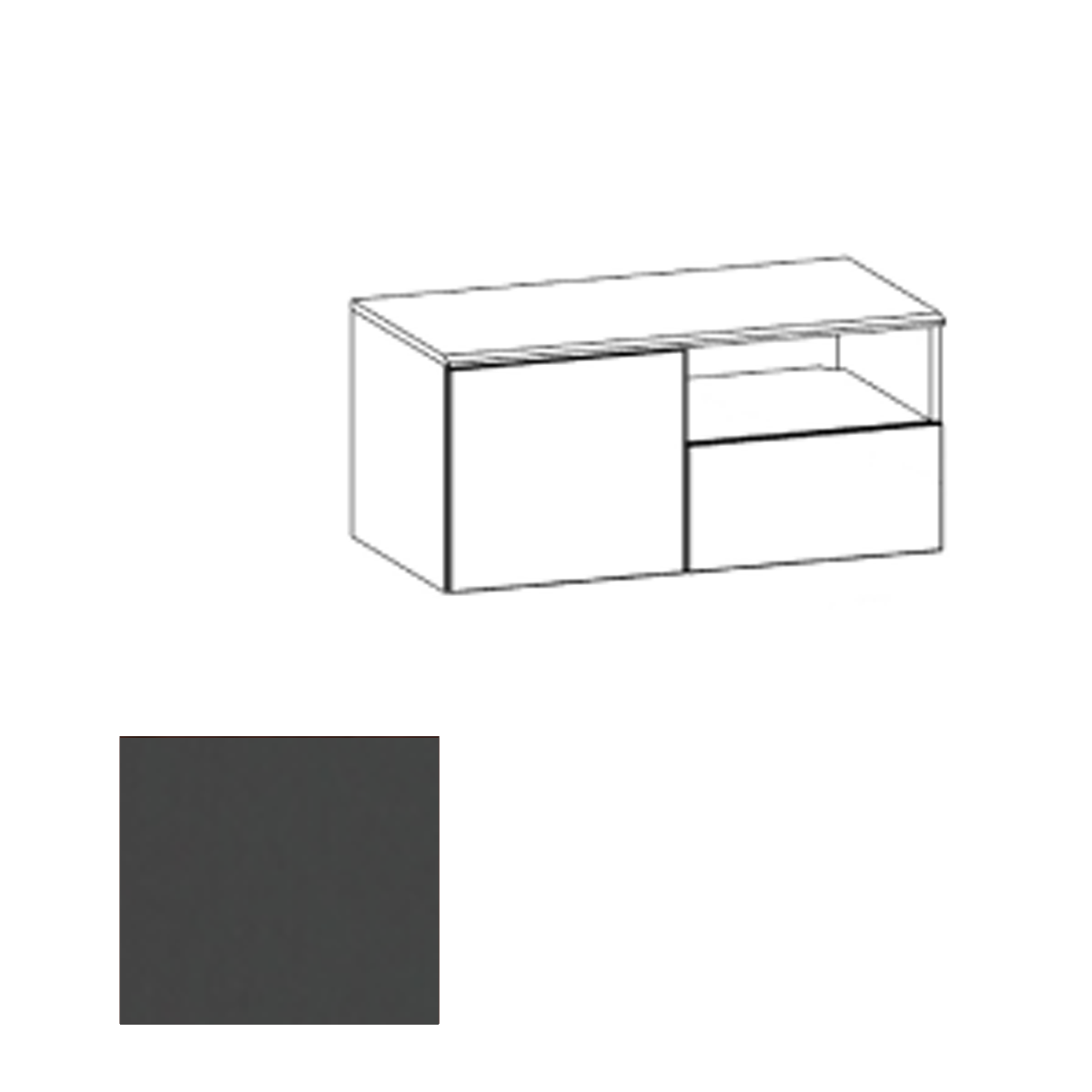CR2HWL SGT Wall Mounted Credenza Left, Shark Grey
