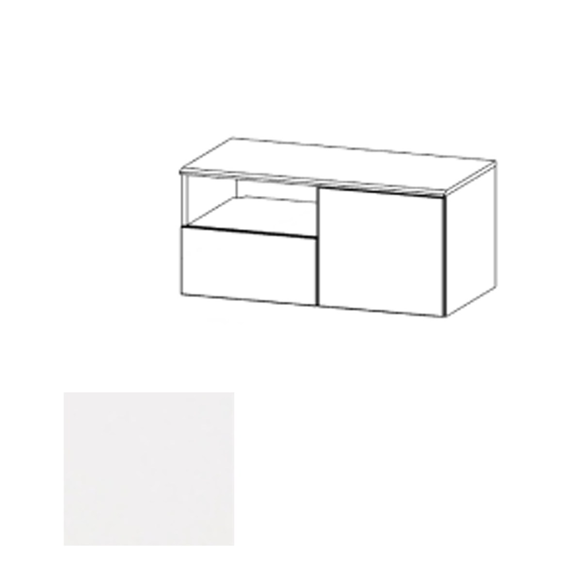 CR2HWR CWT Wall Mounted Credenza Right, Crystal White