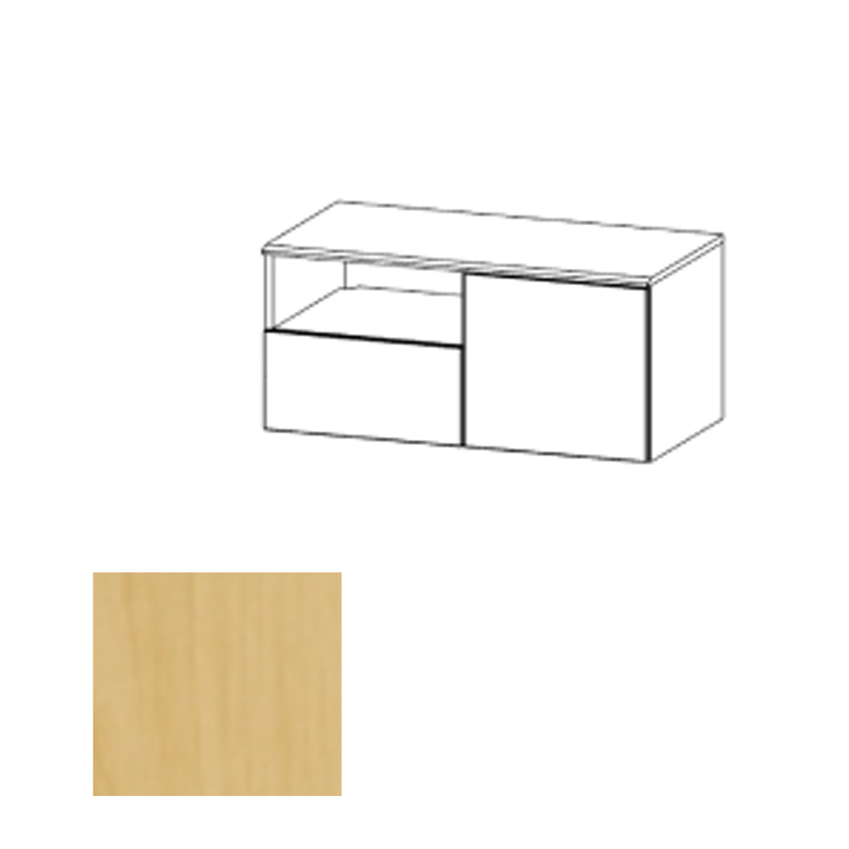 CR2HWR FMT Wall Mounted Credenza Right, Fusion Maple
