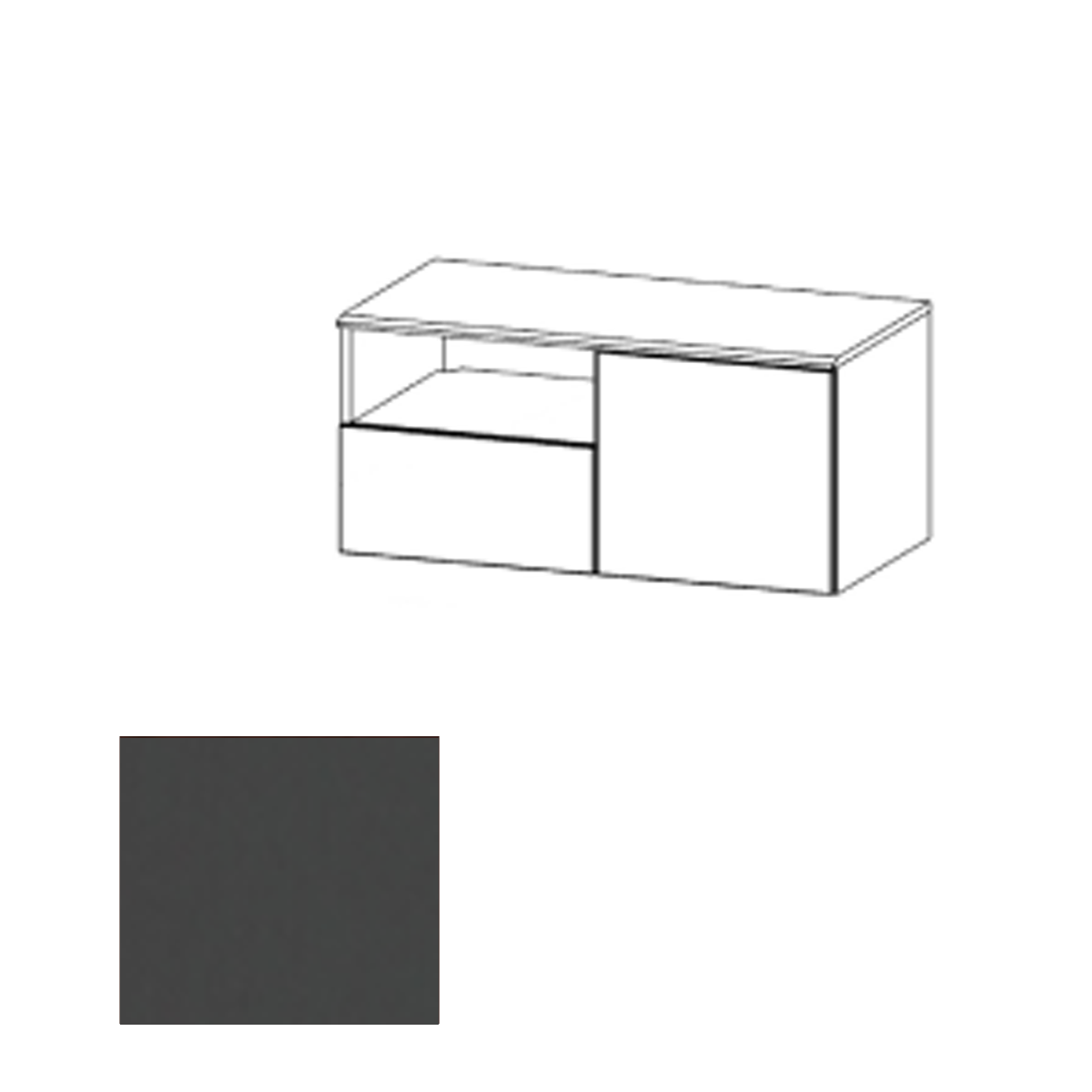 CR2HWR SGT Wall Mounted Credenza Right, Shark Grey