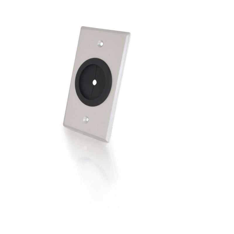 CG40489 1.5in Grommet Cable Pass Through Single Gang Wall Plate - Brushed Aluminum