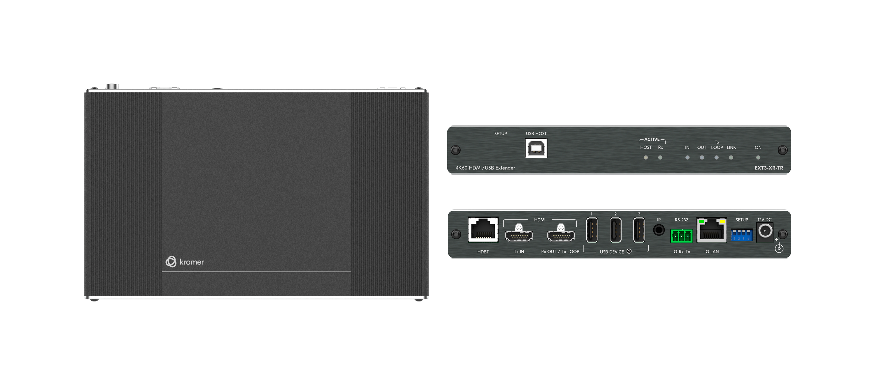 EXT3-XR-TR 4K60 4:4:4 HDMI Extender with USB, Ethernet, RS–232, & IR over Extended–Reach HDBaseT 3.0