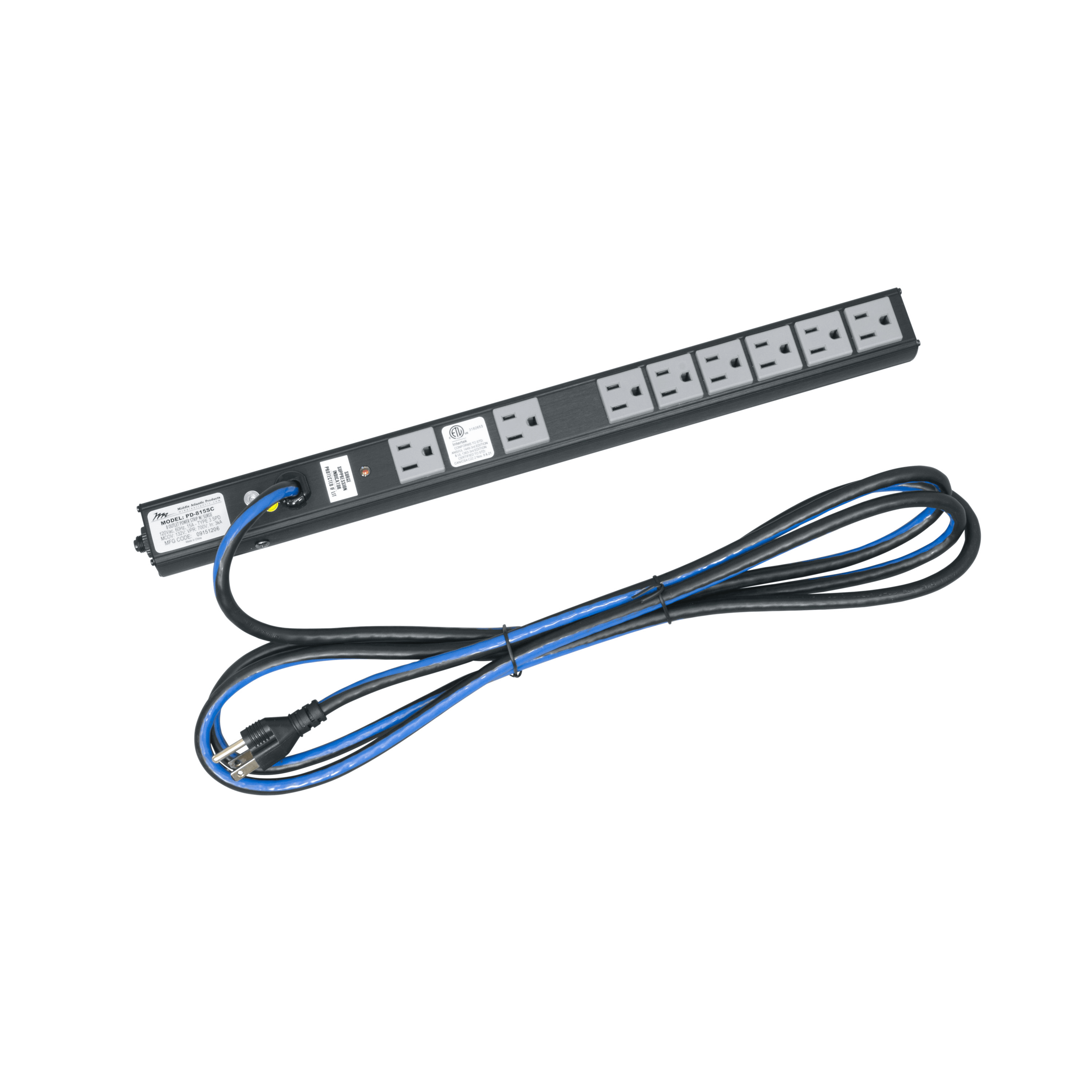Middle Atlantic PD Slim High-Density Power Strip - 15 Amp, 8 Outlet