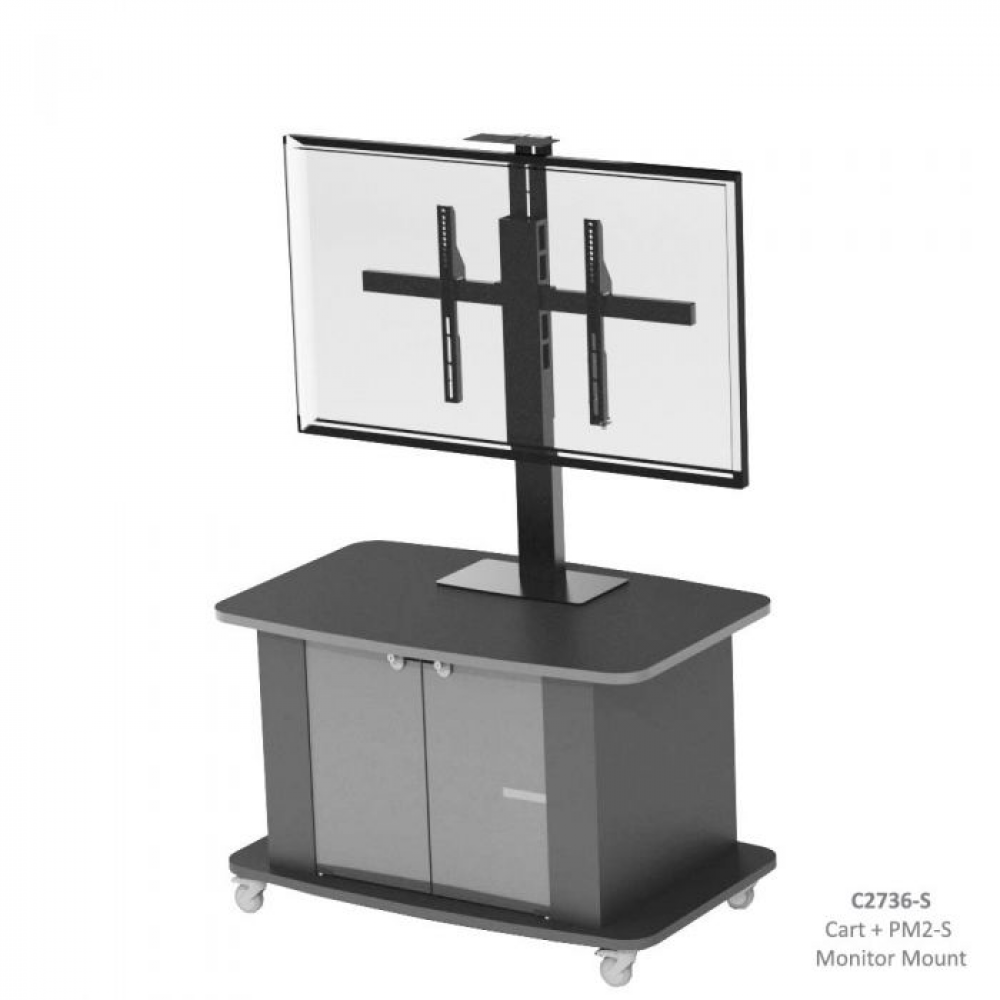 C2736-S Tech Series Monitor Cart + PM2-S Single Monitor Mount