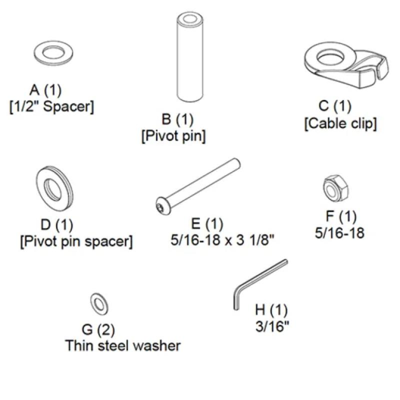 KRA241S Kontour KX K1 K2 Hardware Kit, Silver