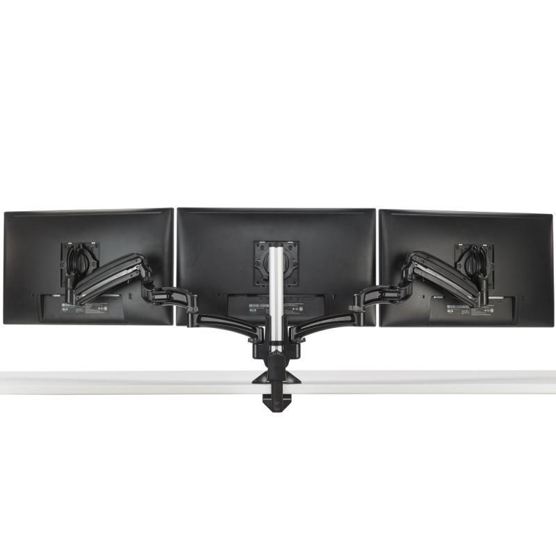 KXC330B KX Low-Profile Triple Monitor Arms, Column Desk Mount, Black