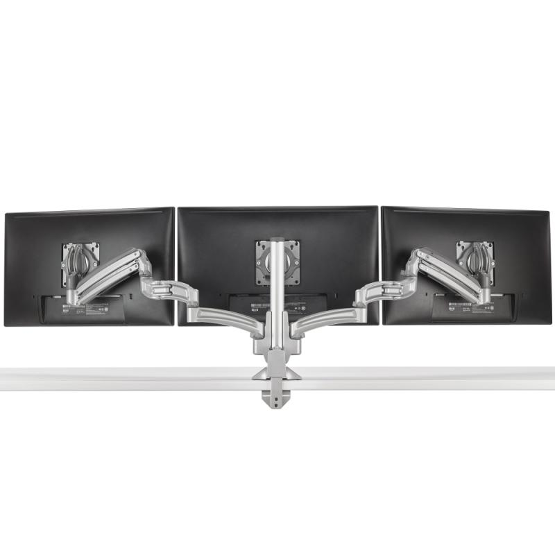 KXC330S KX Low-Profile Triple Monitor Arms, Column Desk Mount, Silver