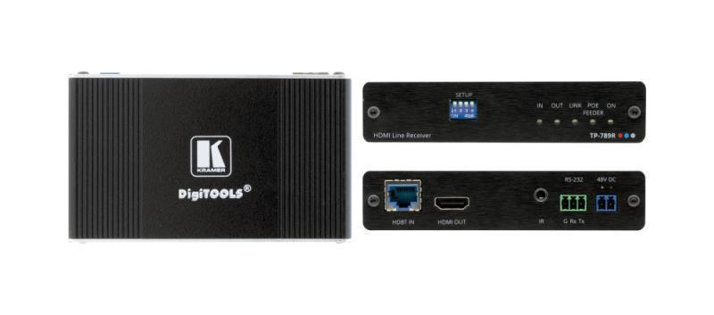 TP-789R 4K60 4:2:0 HDMI Bidirectional PoE Receiver with RS–232 & IR over Long–Reach HDBaseT