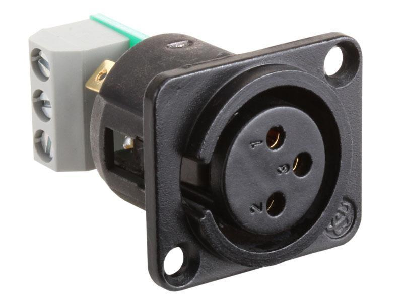 AMS-XLF XLR 3-Pin Female Jack - Terminal Block Connections