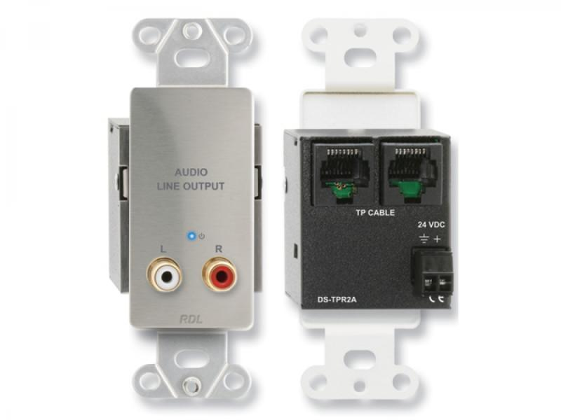 DS-TPR2A Active Two-Pair Receiver - Twisted Pair Format-A - Stainless - Stereo RCA jack outputs