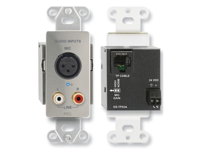 DS-TPS3A Active Three-Pair Sender - Twisted Pair Format-A - Stainless - XLR microphone & stereo