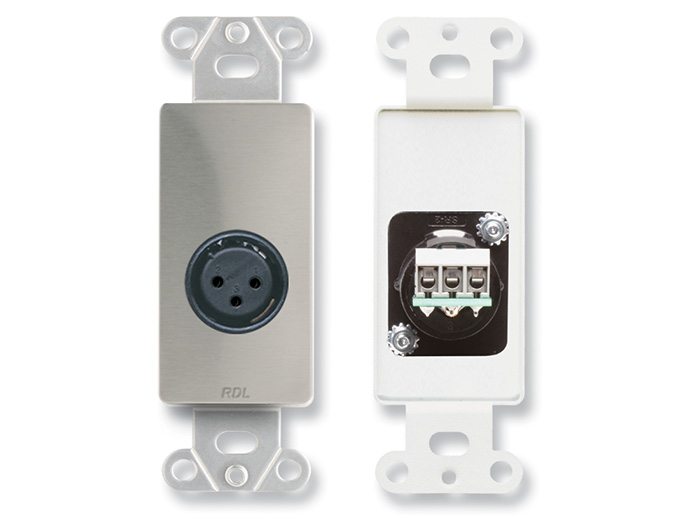 DS-XLR3F XLR 3-pin Female Jack on Decora® Wall Plate - Stainless steel