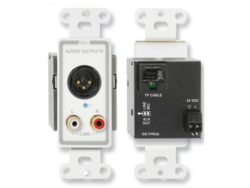 D-TPR3A Active Three-Pair Receiver - Twisted Pair Format-A - XLR and Stereo RCA Outputs