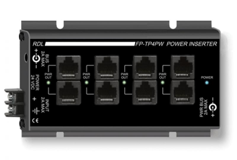 FP-TP4PW Power Inserter - Twisted Pair - Four sets of outputs - Signal loop-through