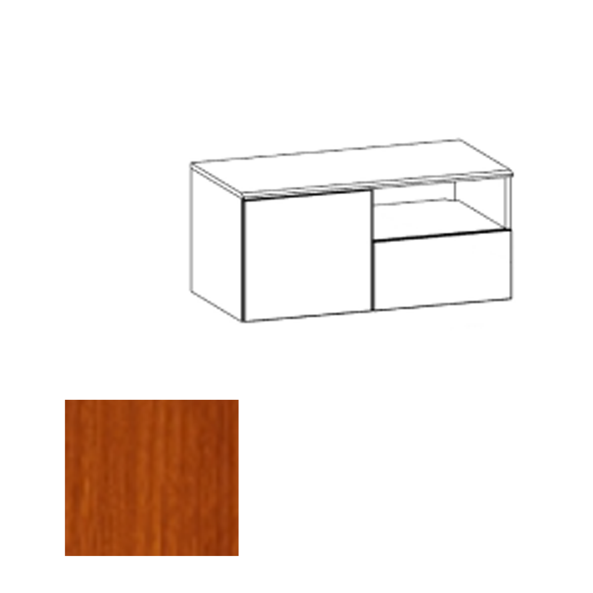 CR2HWL HCT Wall Mounted Credenza Left, Hayward Cherry