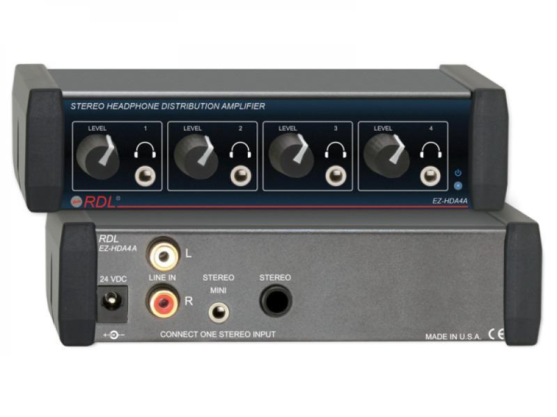 EZ-HDA4A Stereo Headphone Distribution Amplifier - 1X4 Front-Panel Outputs