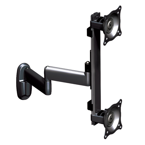KWD230B Dual Arm Wall Mount, Vertical Dual Monitor
