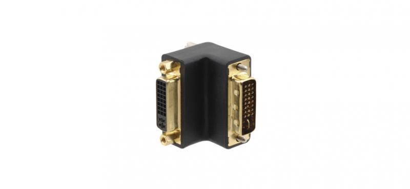 AD-DF/DM/RA DVI–I (F) to DVI–I (M) Right–Angled Adapter