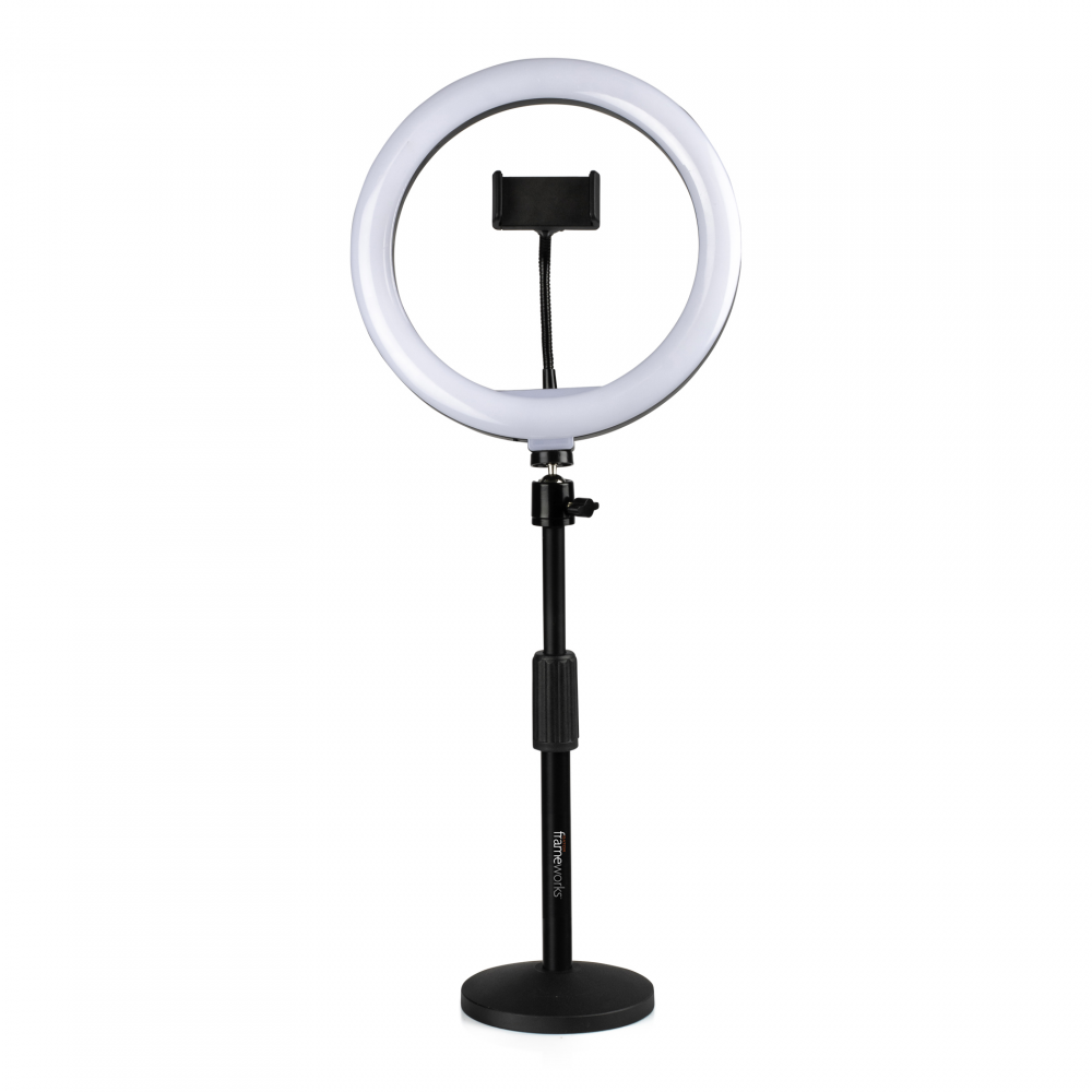 GFW-RINGLIGHTDSKTP Ring Light Round Base Desktop Stand W/ Phone Clamp