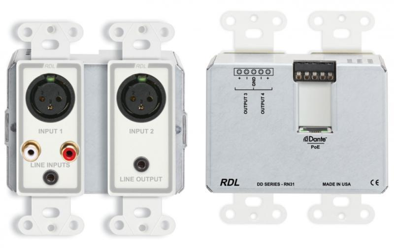 DD-RN31 Wall-Mounted Bi-Directional Mic/Line Dante Interface 4 x 4 - White