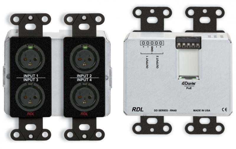 DDB-RN40 Wall-Mounted Bi-Directional Mic/Line Dante Interface 4 x 2