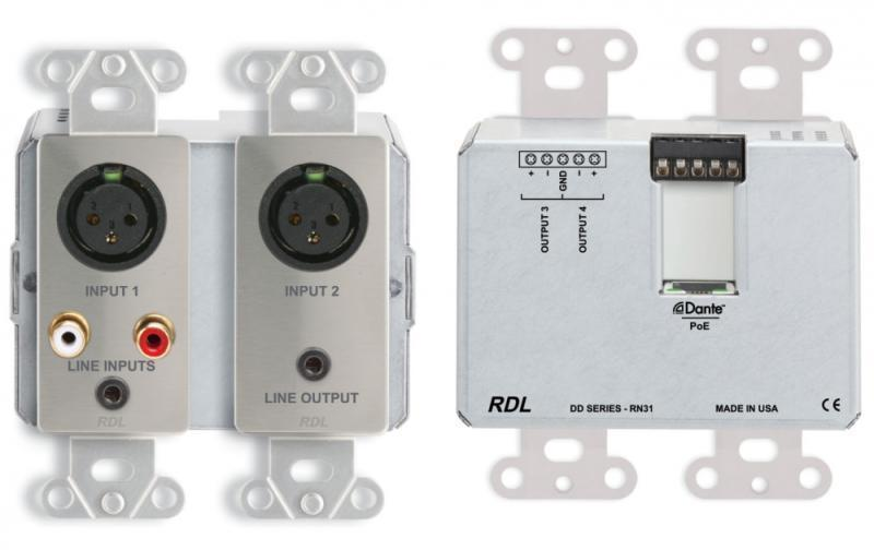 DDS-RN31 Wall-Mounted Bi-Directional Mic/Line Dante Interface 4 x 4