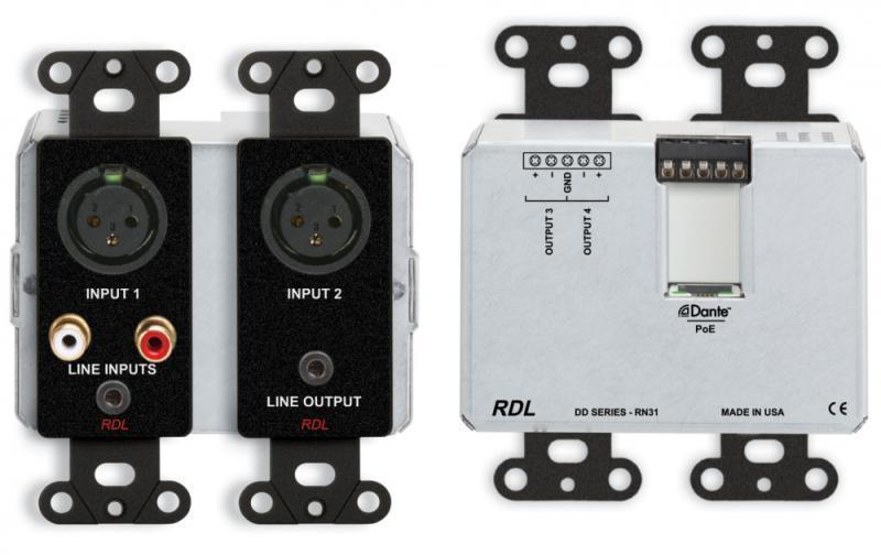 DDB-RN31 Wall-Mounted Bi-Directional Mic/Line Dante Interface 4 x 4