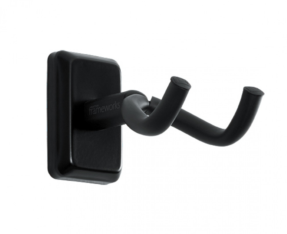 GFW-GTR-HNGRBLK Frameworks Wall Mounted Guitar Hanger with Black Mounting Plate