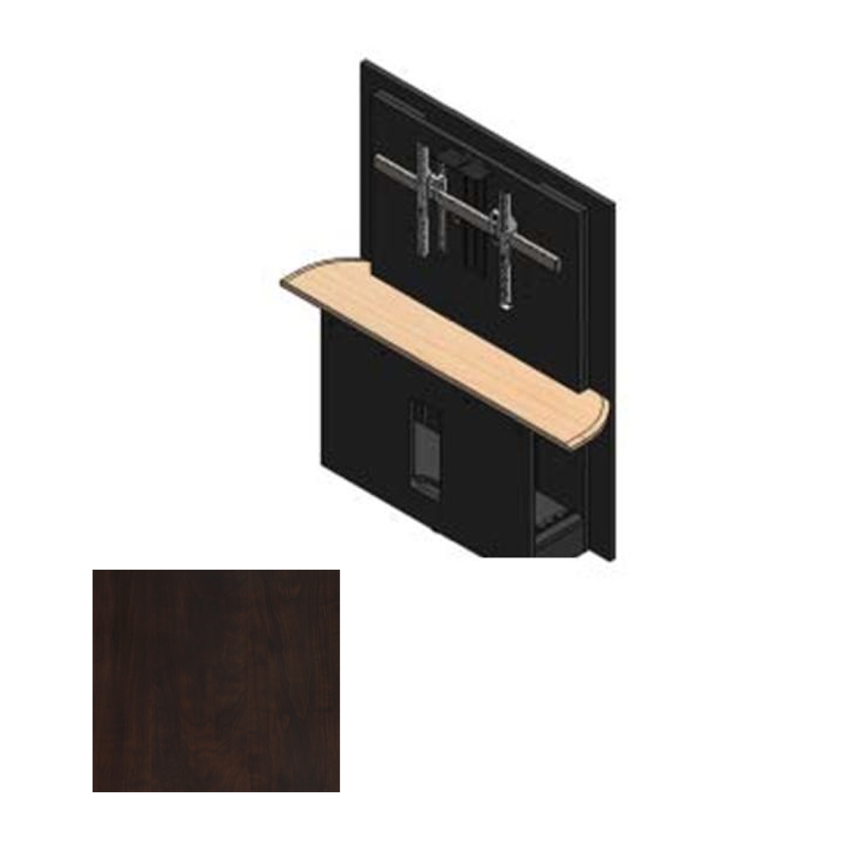 36RW-S CPT Table Section with Single Monitor Mount - Chocolate Pear