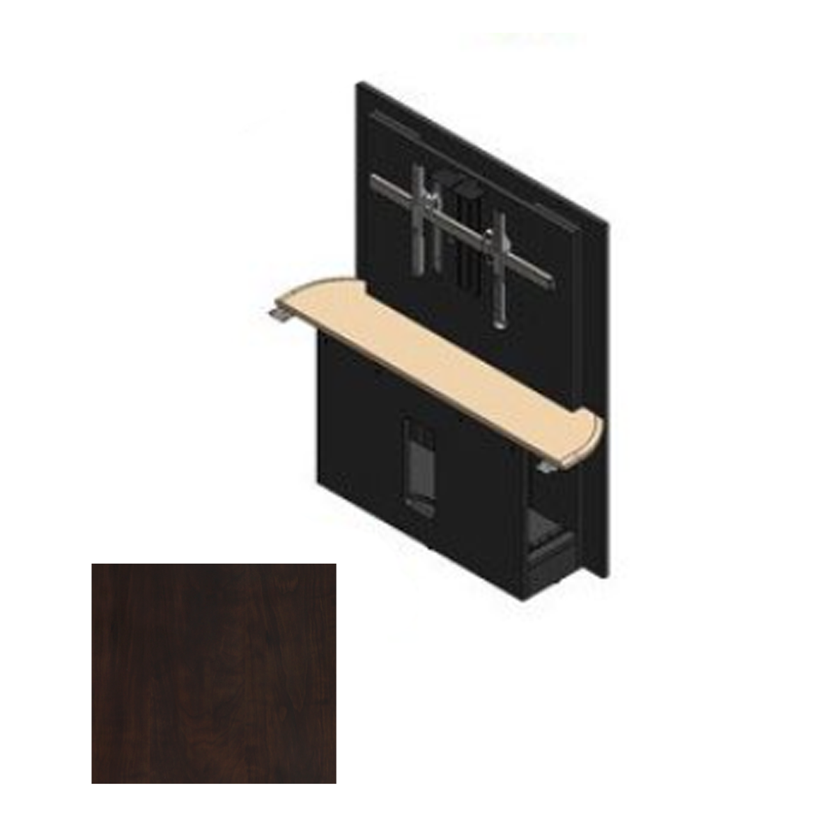 36RW-XL CPT Table Section with Single XL Monitor Mount - Chocolate Pear