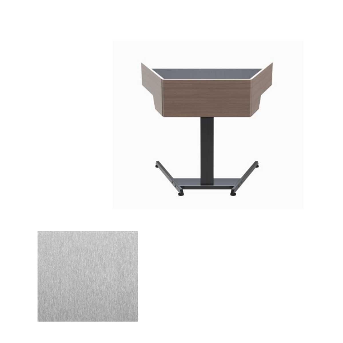 LEL021 SST Height Adjustable ADA Lectern, Silver Silk