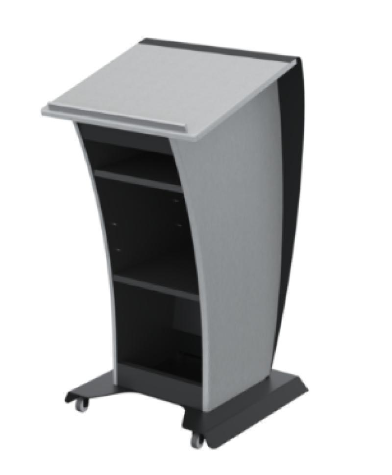 LEX24 SST Mobile Modern Lectern, Silver Silk