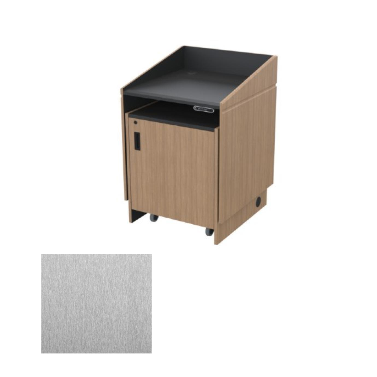 LEXYZ34 SST Height Adjustable Multimedia Lectern, Silver Silk