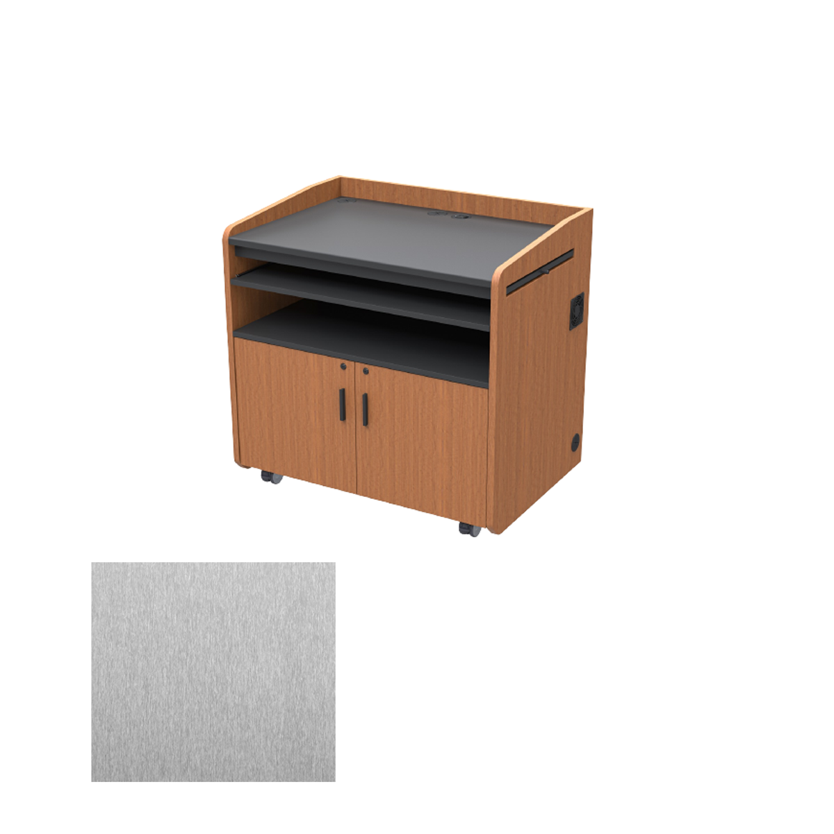 PD3008 SST Flat Top Multimedia Podium, Silver Silk
