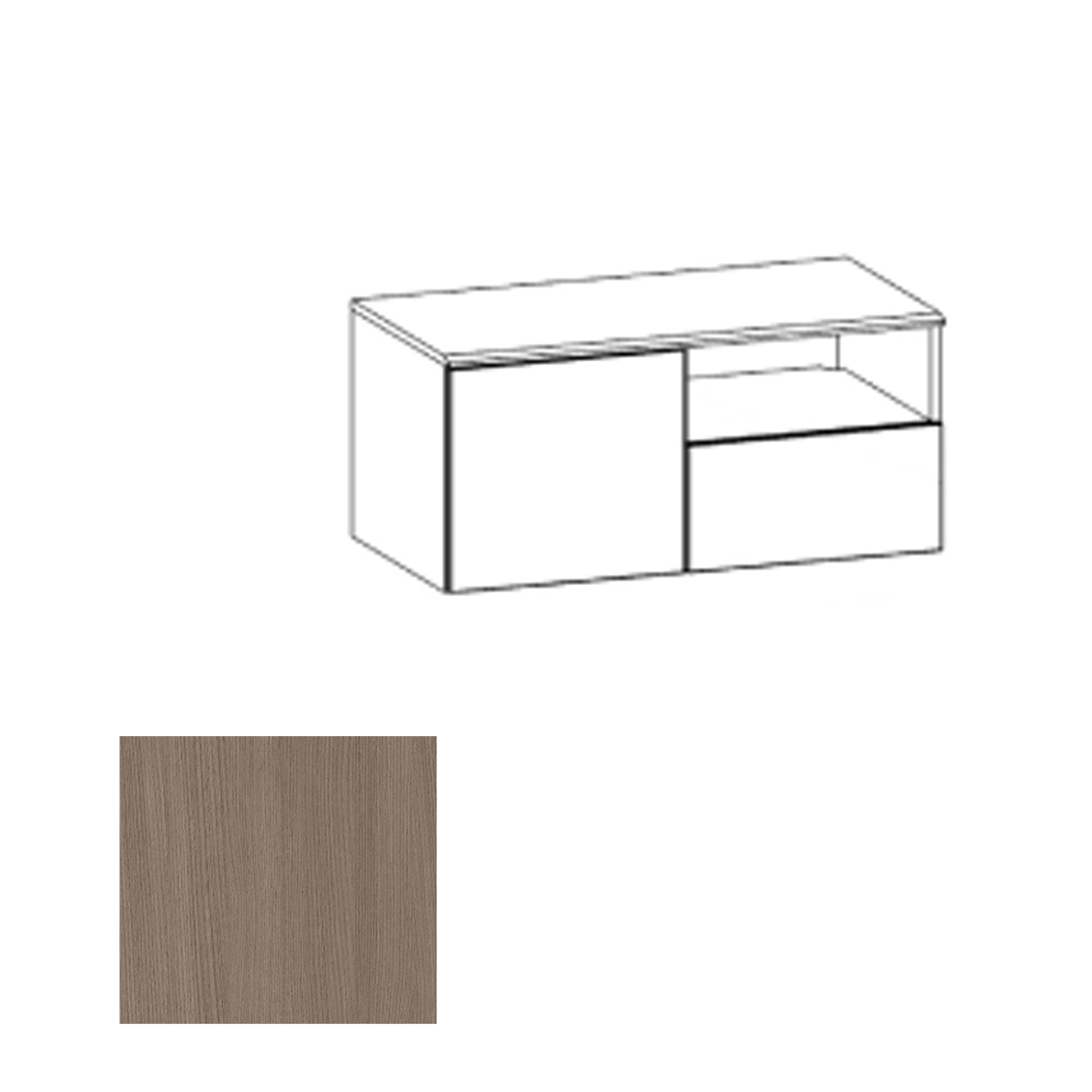 CR2HWL AST Wall Mounted Credenza Left, Avery Suede