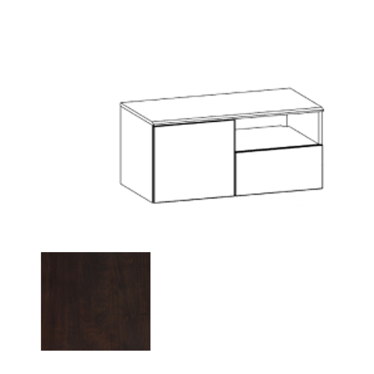CR2HWL CPT Wall Mounted Credenza Left, Chocolate Pear